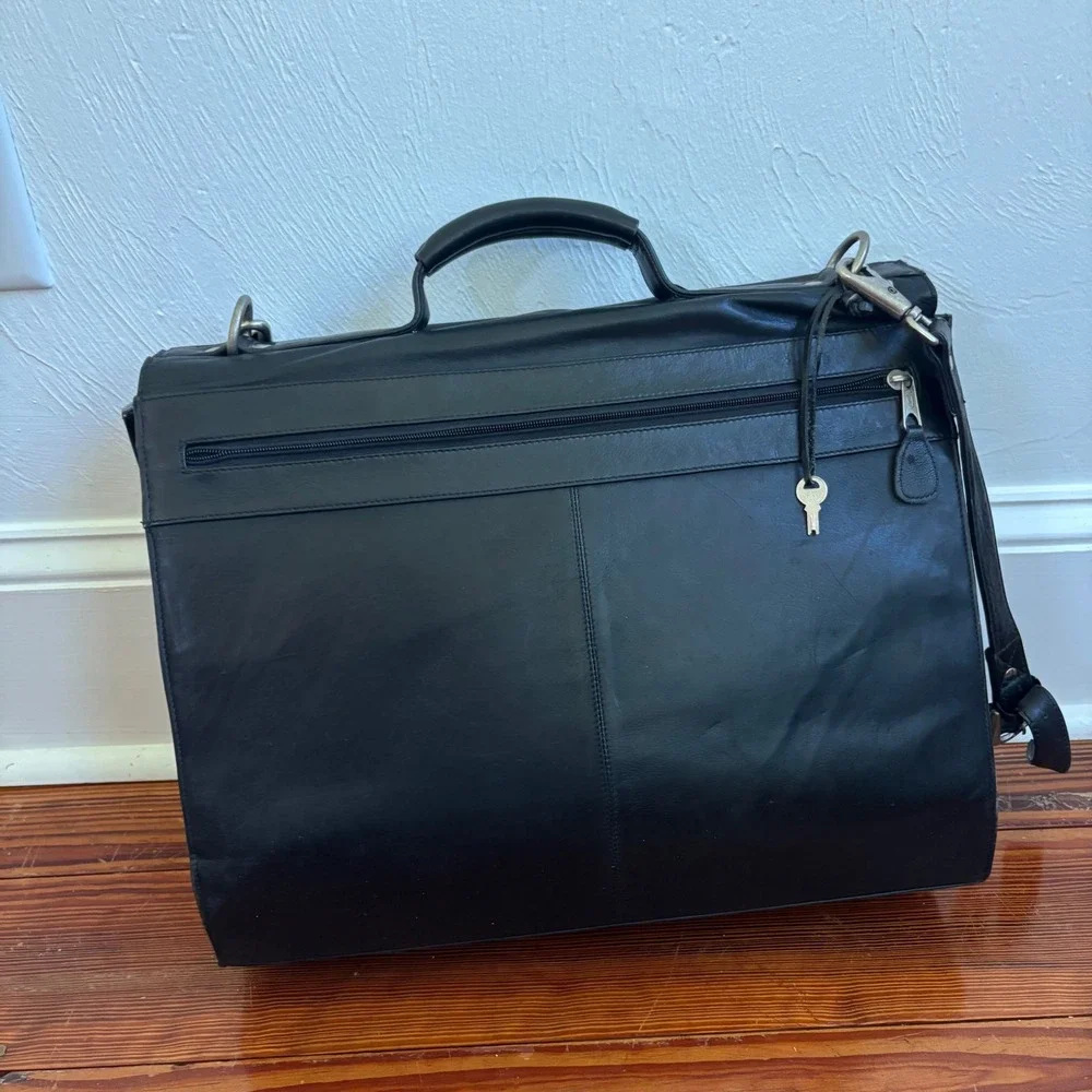 Frye Black Leather Briefcase Messenger Bag Business Laptop Satchel Work Tote
